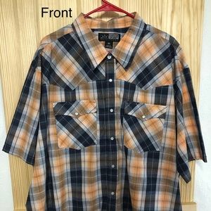 Men's 3x Orange and Blue Plaid Shirt